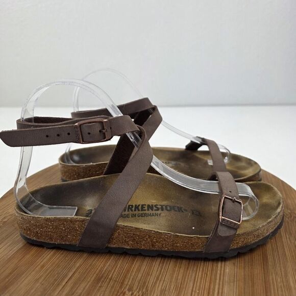 Birkenstock Yara Shoes Womens Size 37 Brown Leather Sandals Ankle Strap Germany - Picture 6 of 10